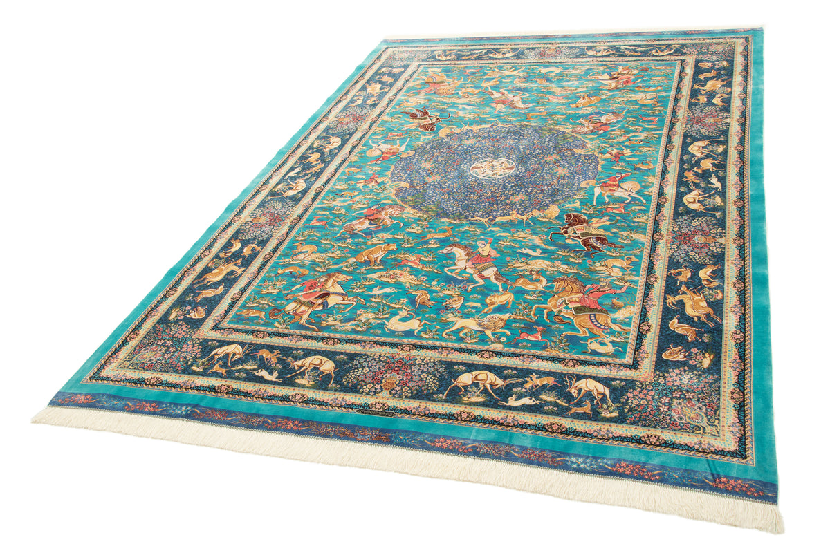 Rechteck Teppich Ghom Design in Blau von Hadorn™ - Lifestyle Image