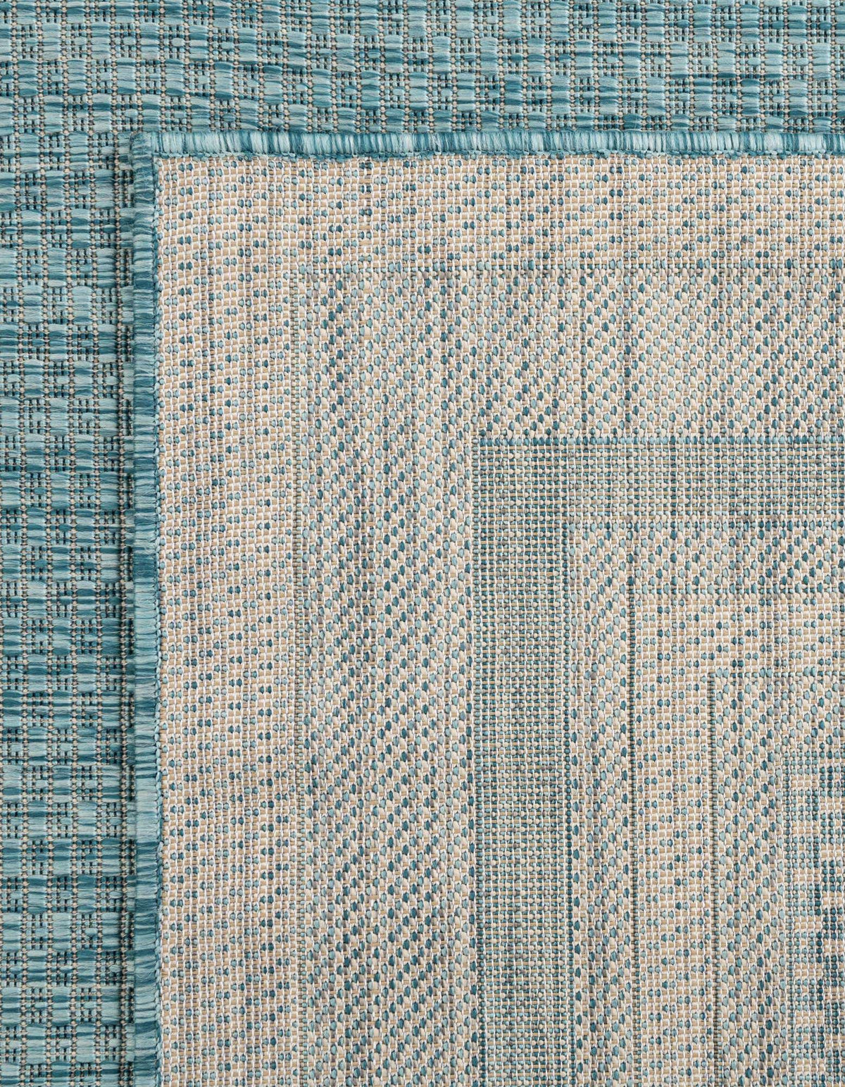 Rechteck Outdoor Teppich Outdoor Border in Aquamarin von Hadorn™ - Lifestyle Image