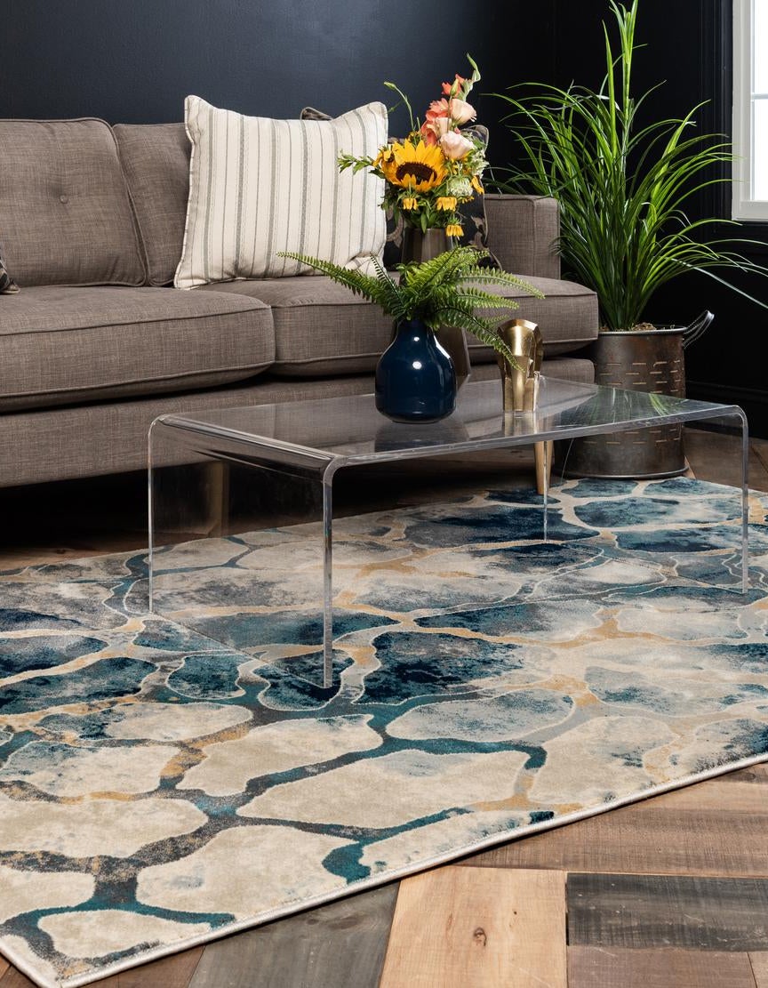 Rechteck Teppich Ethereal in Marineblau von Hadorn™ - Lifestyle Image