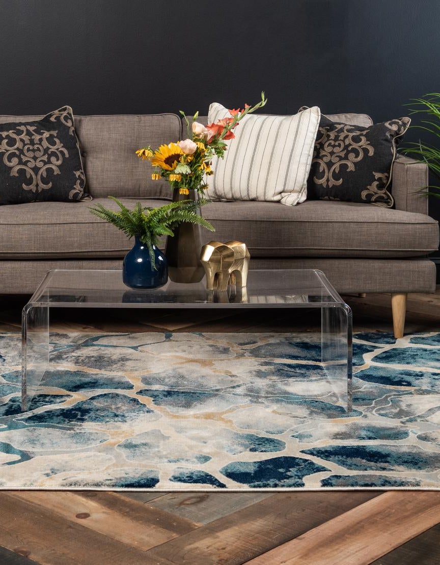 Rechteck Teppich Ethereal in Marineblau von Hadorn™ - Lifestyle Image