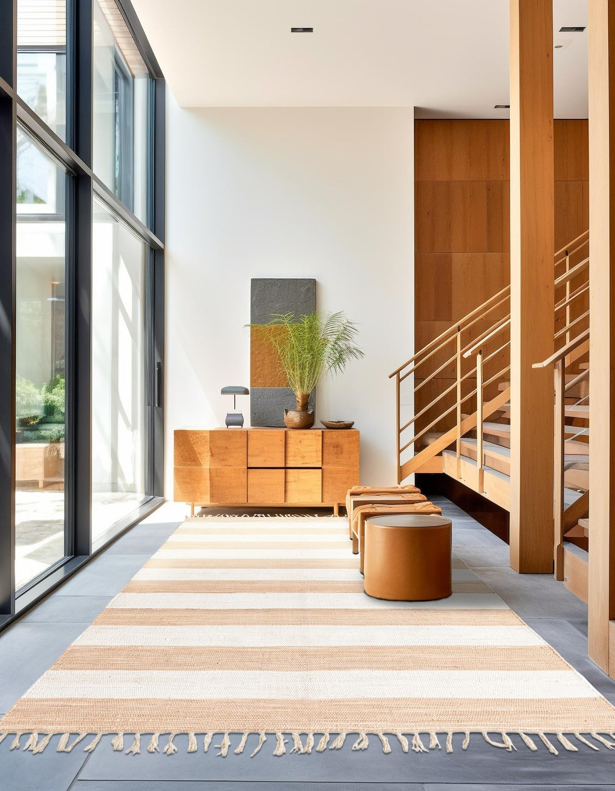Rechteck Handgeflochten Teppich Chindi Rag in Beige von Hadorn™ - Lifestyle Image