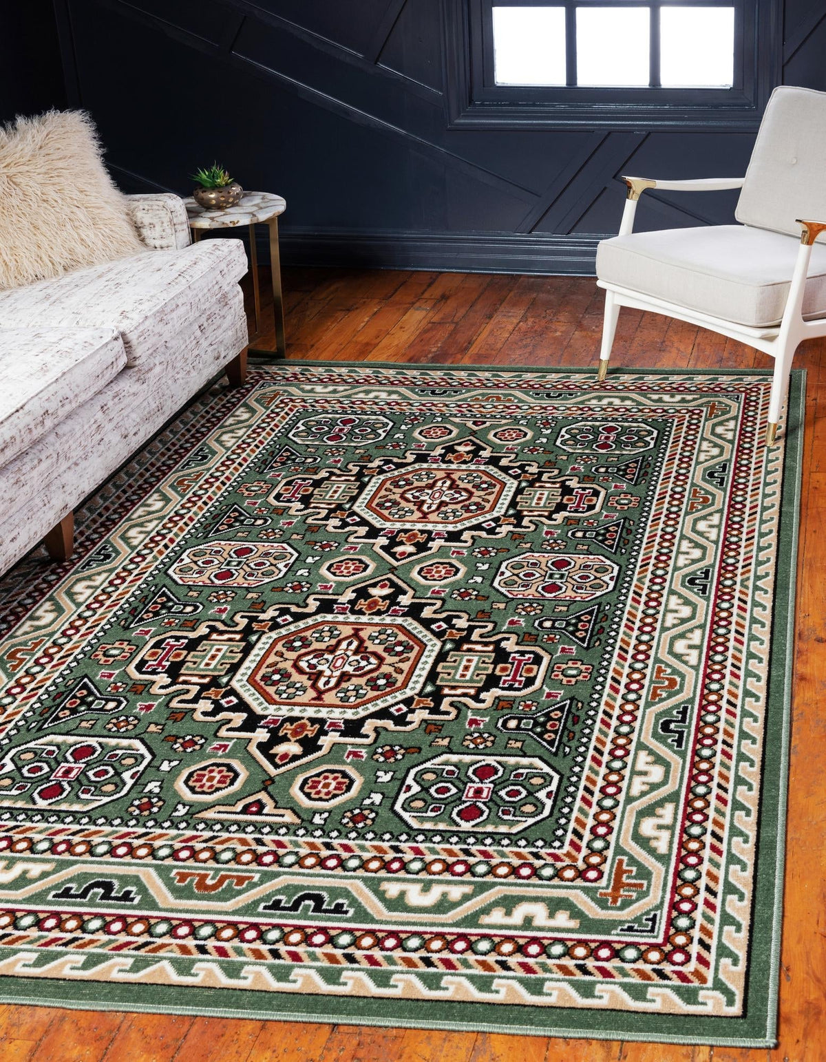 Rechteck Teppich Gharajeh in Grün von Hadorn™ - Lifestyle Image