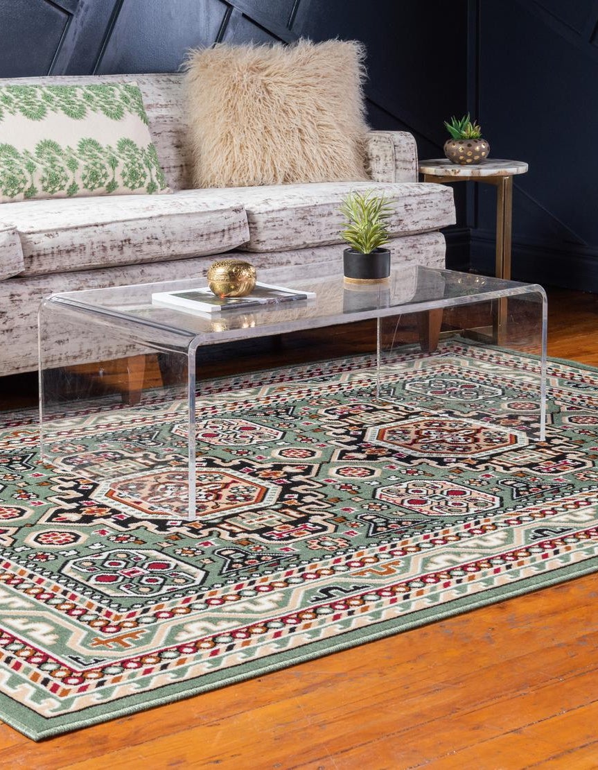 Rechteck Teppich Gharajeh in Grün von Hadorn™ - Lifestyle Image