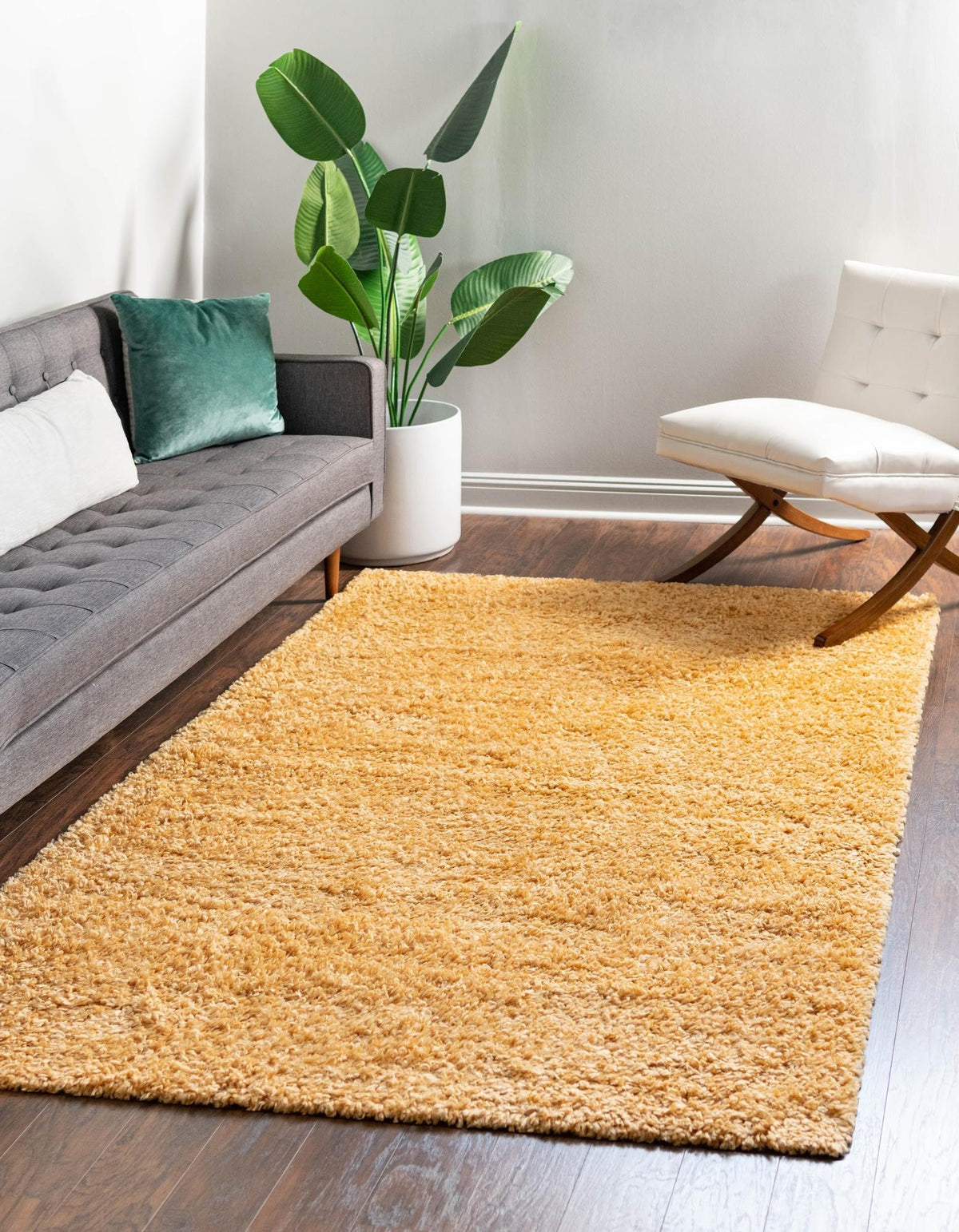 Rechteck Hochflorteppich Zermatt Shag in Gelb von Hadorn™ - Lifestyle Image
