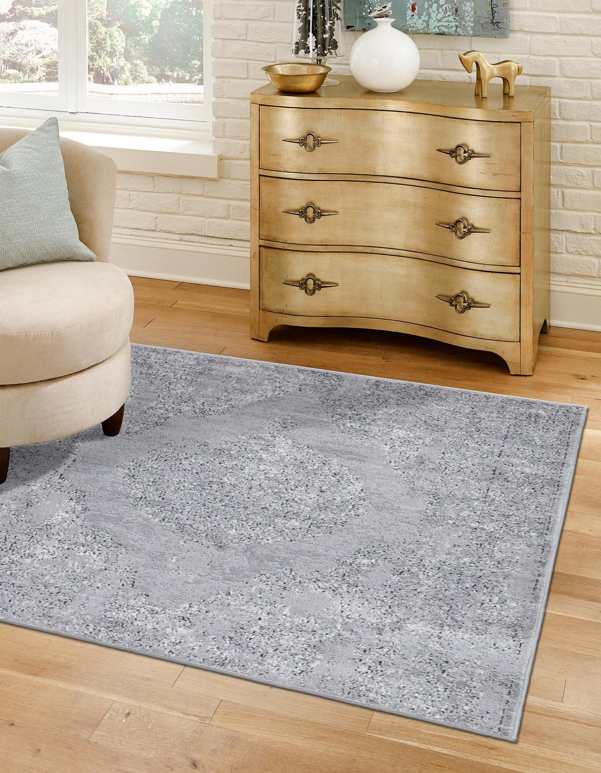 Quadratisch Teppich Oregon in Grau von Hadorn™ - Lifestyle Image