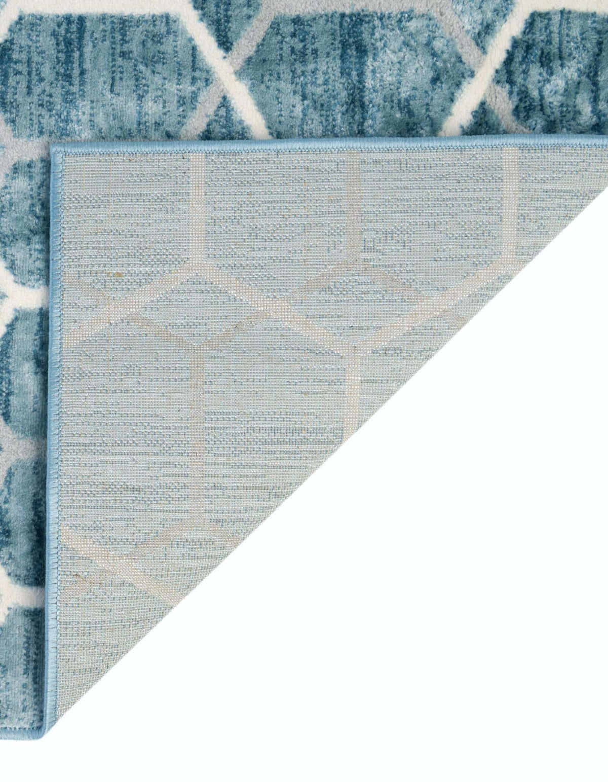 Läufer Teppich Lattice Trellis in Blau von Hadorn™ - Lifestyle Image