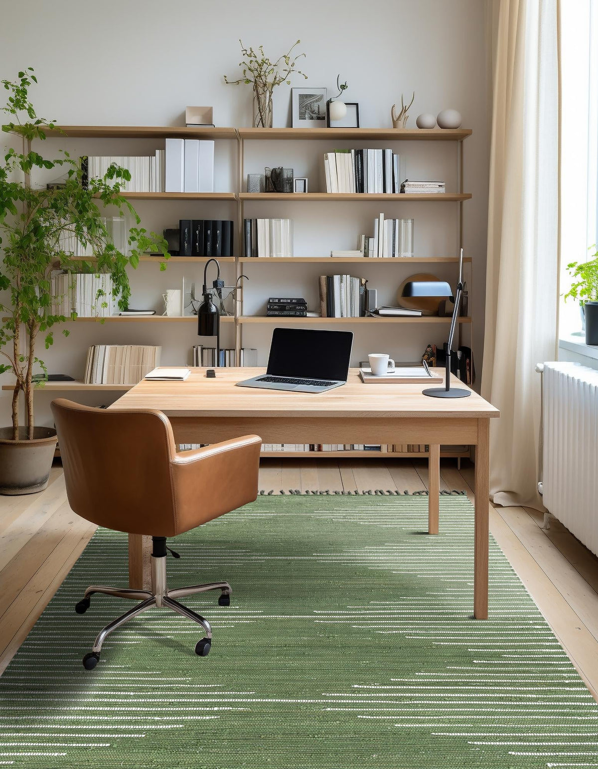 Rechteck Handgeflochten Teppich Chindi Cotton in Grün von Hadorn™ - Lifestyle Image