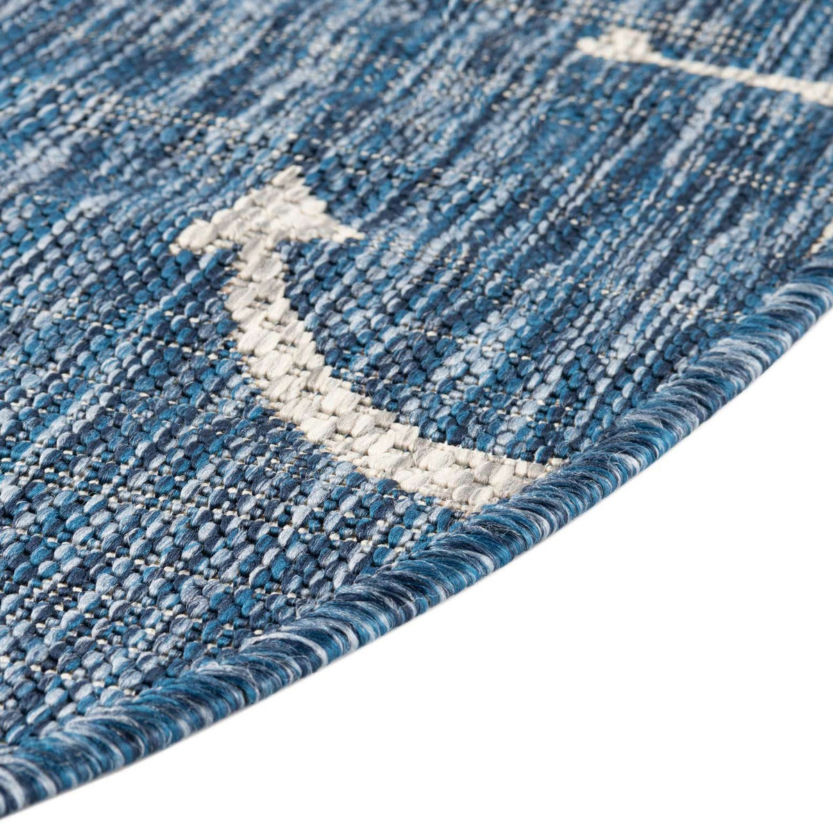 Rund Outdoor Teppich Tulum Outdoor in Blau von Hadorn™ - Lifestyle Image
