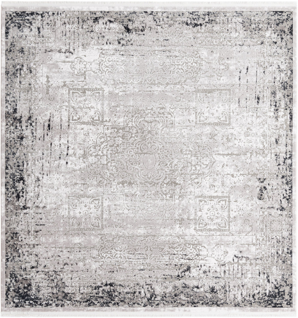 Quadratisch Teppich Davos Elegance in Grau von Hadorn™ - Lifestyle Image