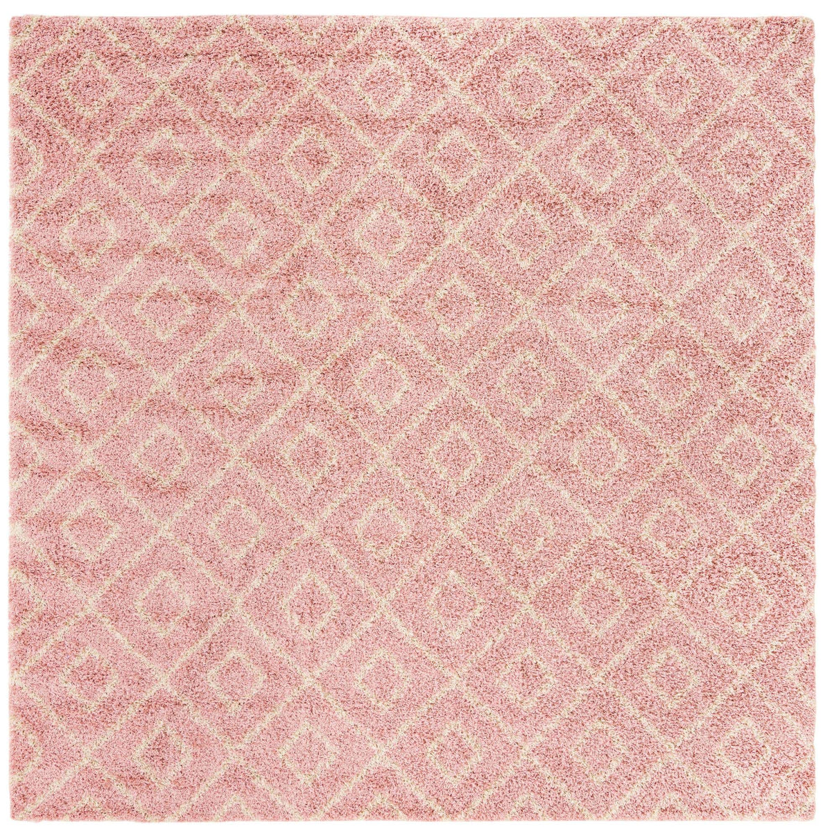 Quadratisch Hochflorteppich Trellis Shag in Hellrosa von Hadorn™ - Lifestyle Image