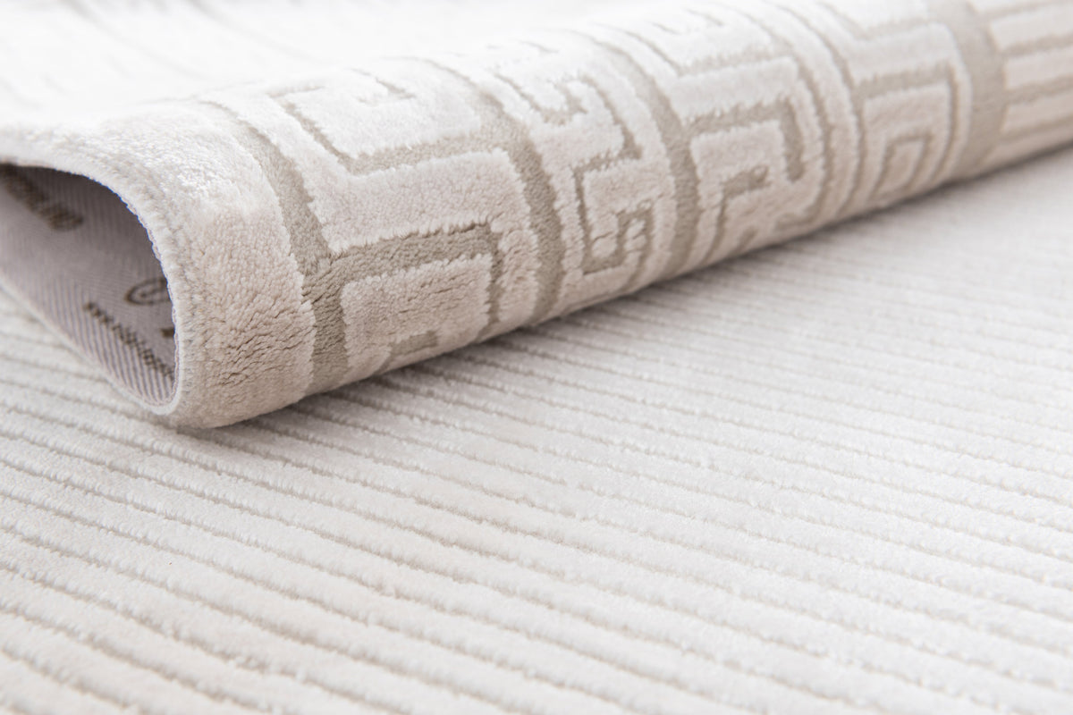 Rund Luxus Teppich Chiasso in Weiss von Hadorn™ - Lifestyle Image
