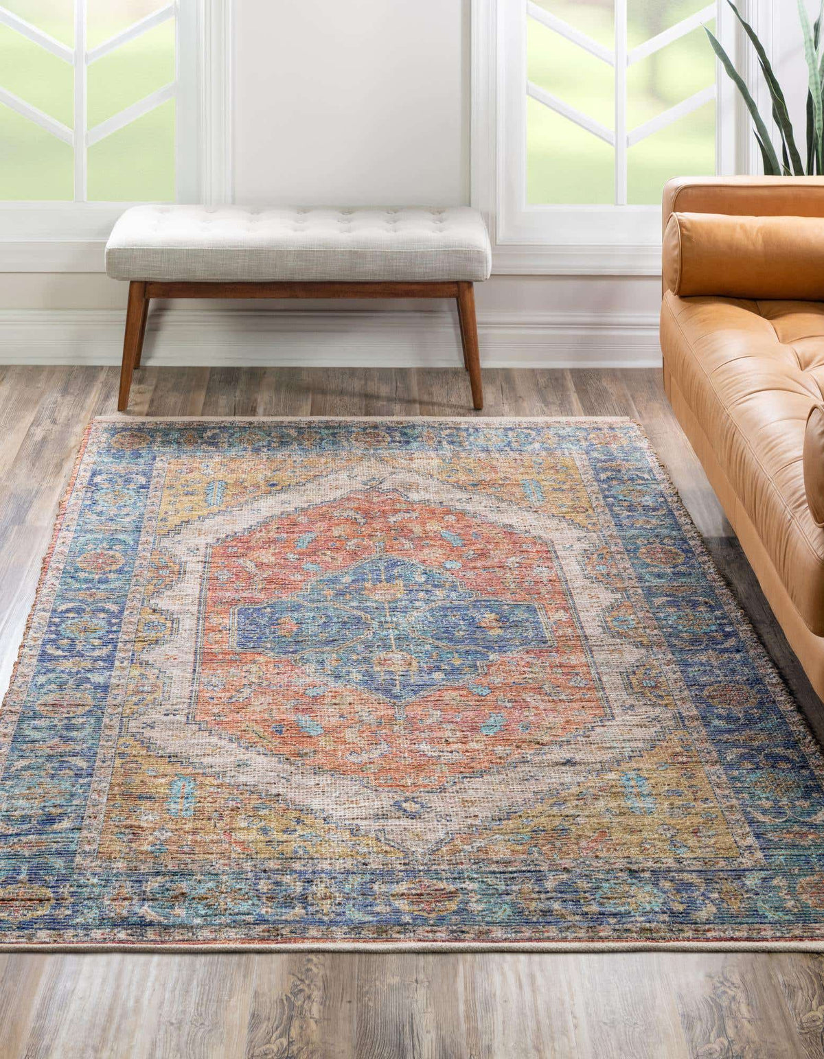 Rechteck Handgeflochten Teppich Chenille Jute in Natürlich von Hadorn™ - Lifestyle Image