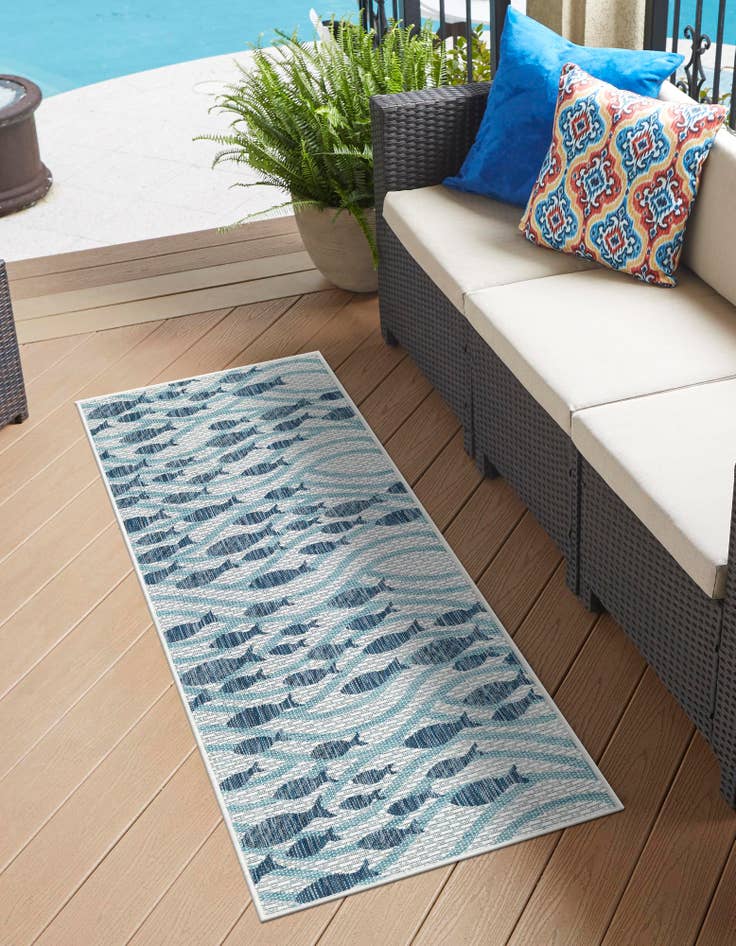 Läufer Outdoor Teppich Tulum Outdoor in Blau von Hadorn™ - Lifestyle Image