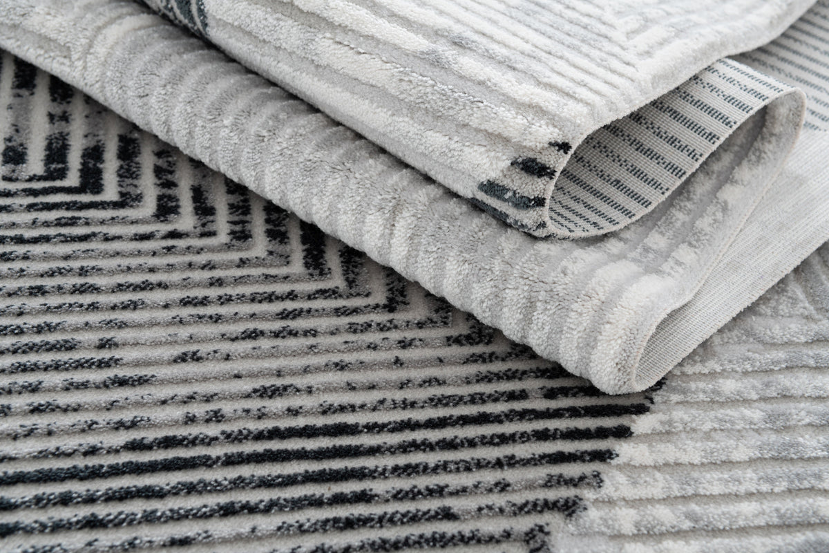 Rund Teppich Davos Grecian in Grau von Hadorn™ - Lifestyle Image
