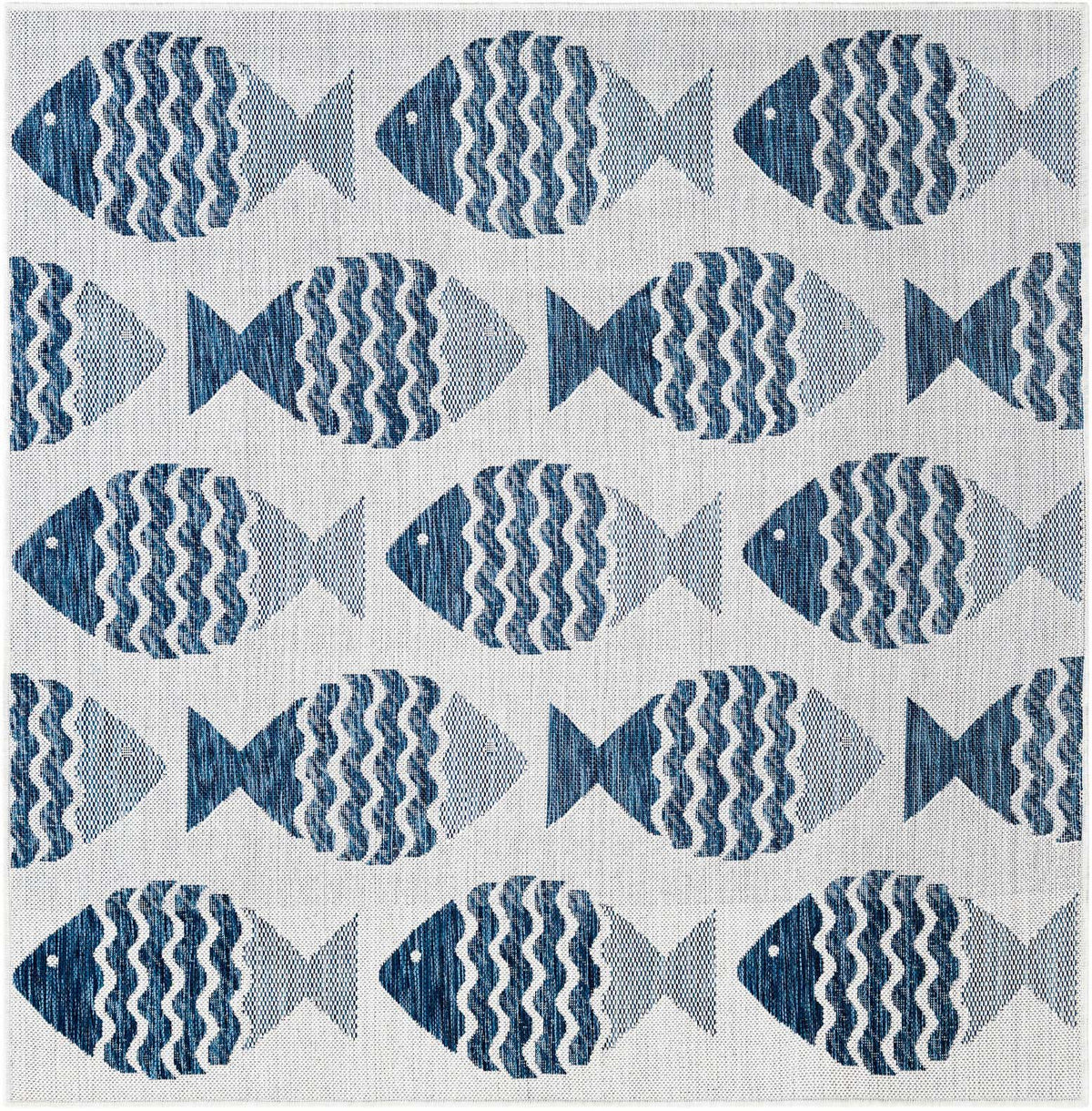 Quadratisch Outdoor Teppich Tulum Outdoor in Marineblau von Hadorn™ - Lifestyle Image