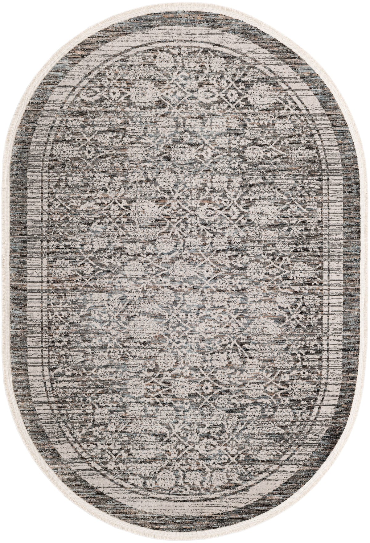 Oval Teppich Zora Mosaic in Grau von Hadorn™ - Lifestyle Image