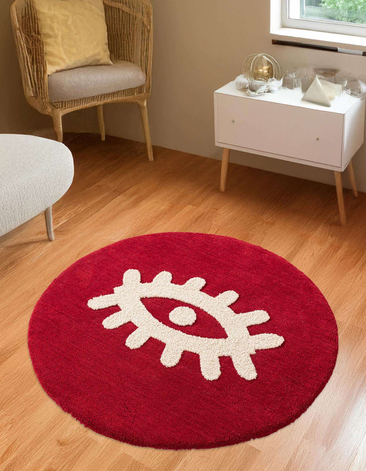 Rund Teppich AI Handgetuftet in Rot von Hadorn™ - Lifestyle Image