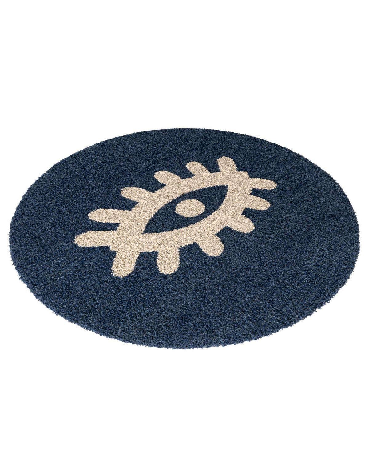 Rund Teppich AI Handgetuftet in Marineblau von Hadorn™ - Lifestyle Image