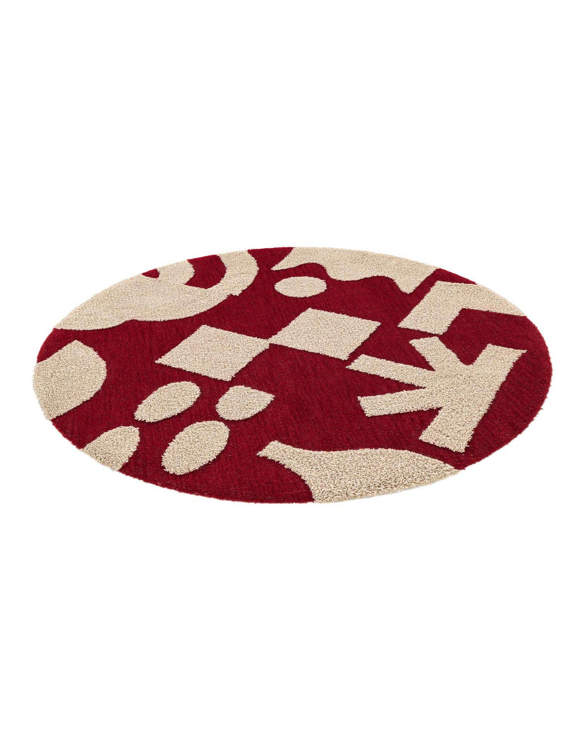 Rund Teppich AI Handgetuftet in Rot und Elfenbein von Hadorn™ - Lifestyle Image