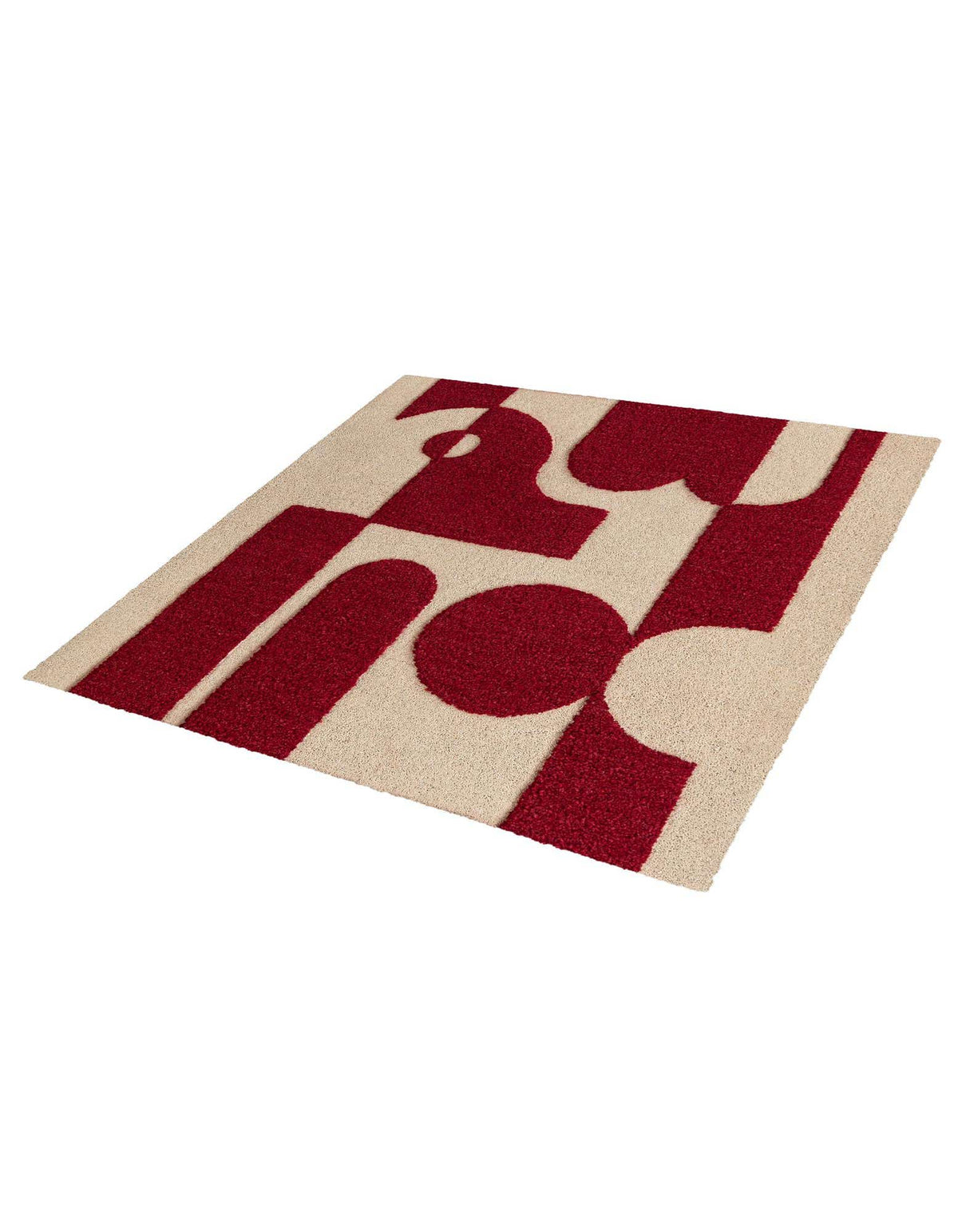 Quadratisch Teppich AI Handgetuftet in Elfenbein und Rot von Hadorn™ - Lifestyle Image