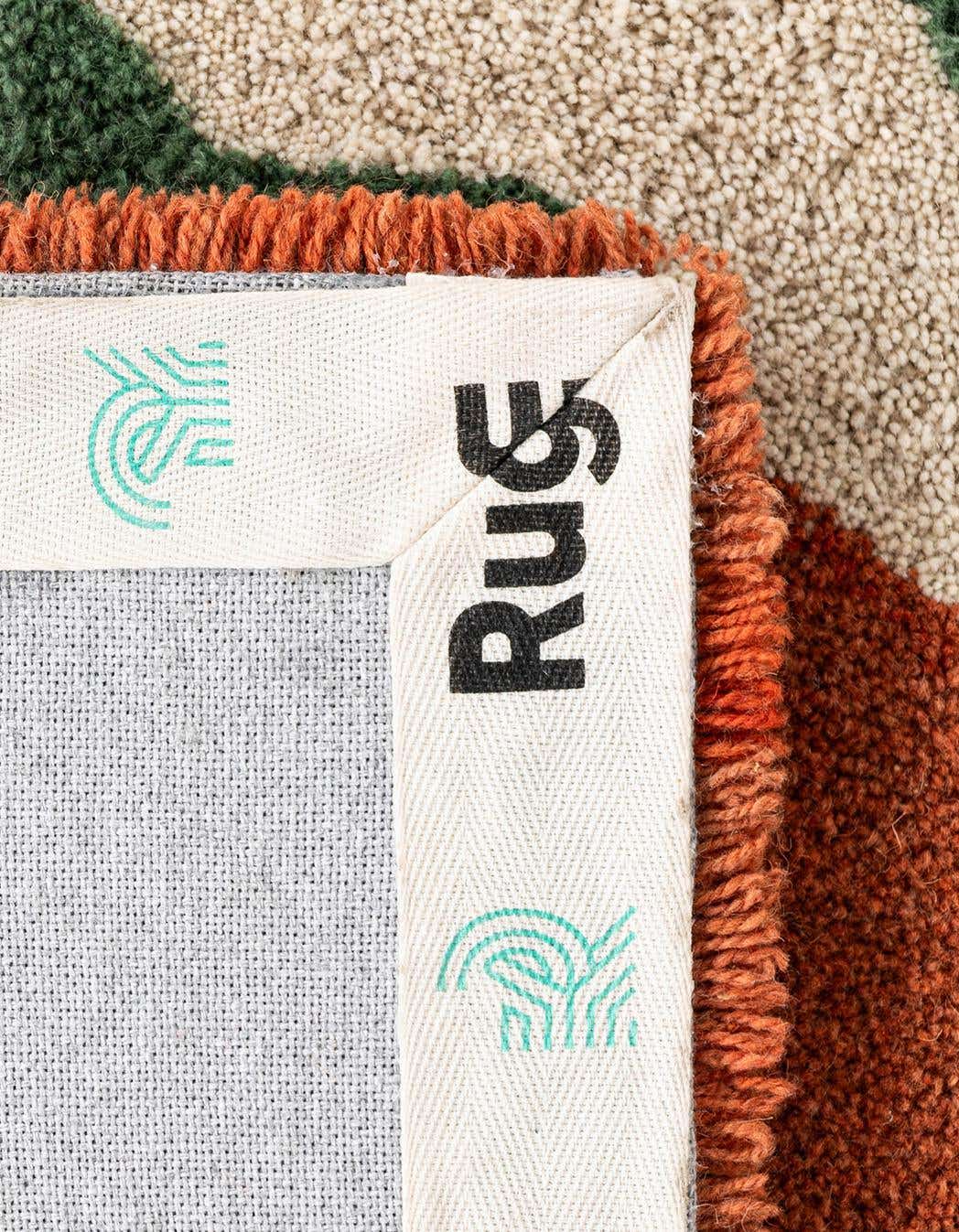 Quadratisch Teppich AI Handgetuftet in Orange und Grün von Hadorn™ - Lifestyle Image