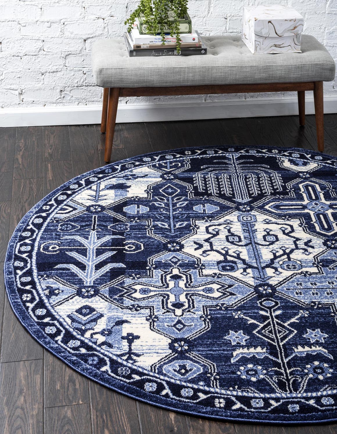 Rund Teppich Vista in Blau von Hadorn™ - Lifestyle Image