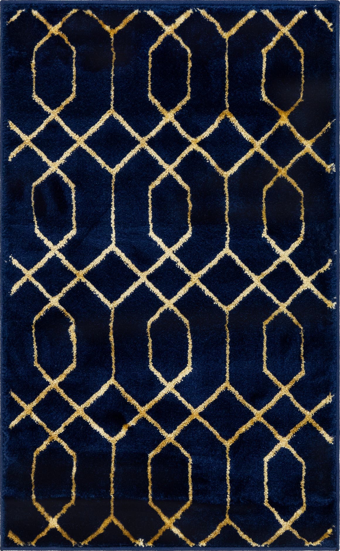 Rechteck Teppich Marilyn Monroe™ Glam Trellis in Marineblaues Gold von Hadorn™ - Lifestyle Image
