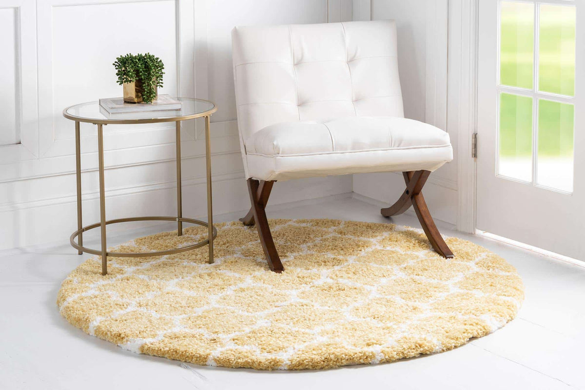 Rund Hochflorteppich Marrakesh Shag in Gelb von Hadorn™ - Lifestyle Image
