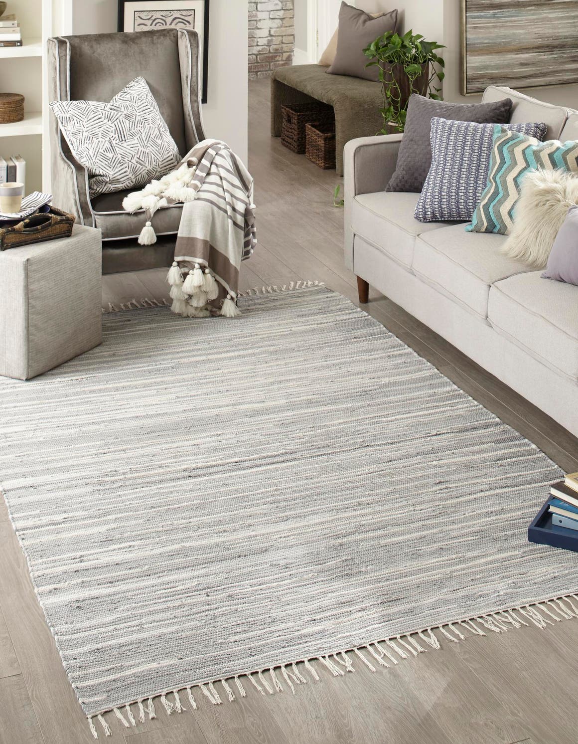 Kunstfaser Teppich Chindi Cotton in Grau von Hadorn™ - Lifestyle Image