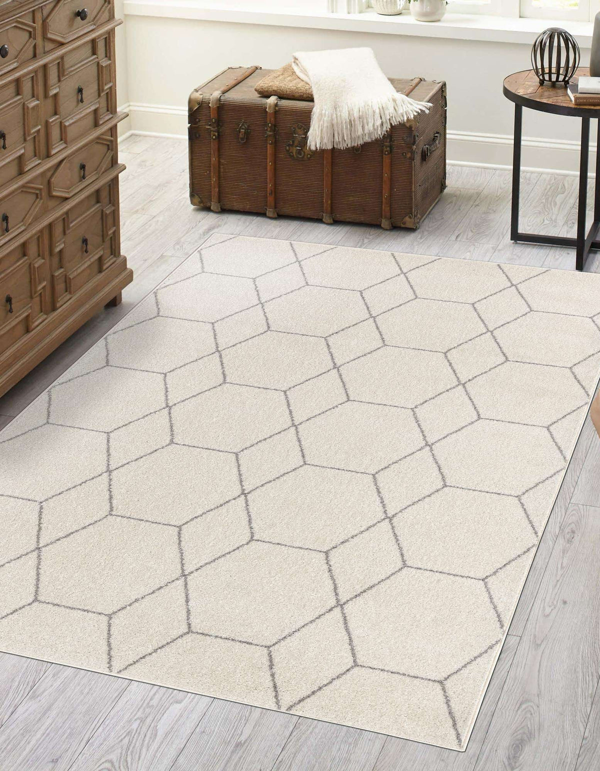 Rechteck Teppich Trellis Frieze in Elfenbein von Hadorn™ - Lifestyle Image
