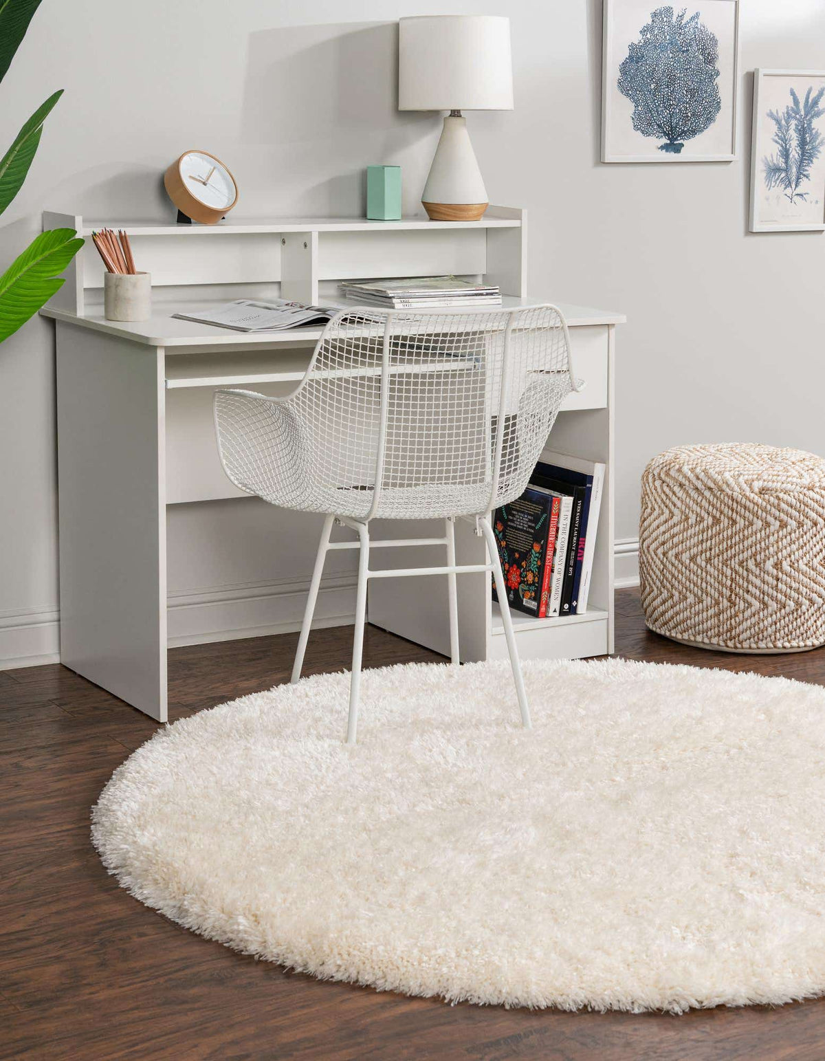Rund Teppich Marilyn Monroe™ Shag in Knochen von Hadorn™ - Lifestyle Image