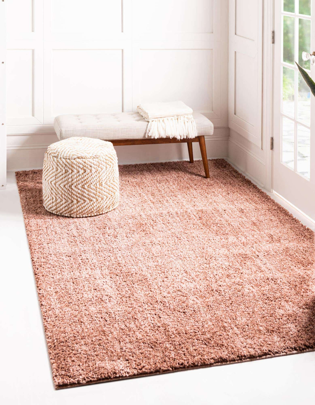 Rechteck Hochflorteppich Jill Zarin Shaggy Chic in Rosa von Hadorn™ - Lifestyle Image