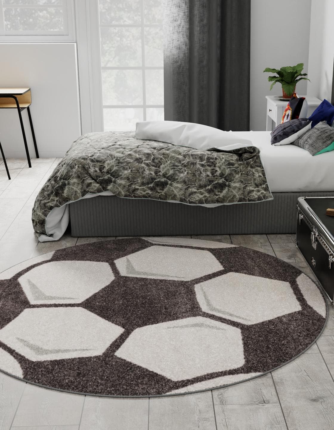 Rund Teppich Whimsy Kids in Schwarz und Weiss von Hadorn™ - Lifestyle Image