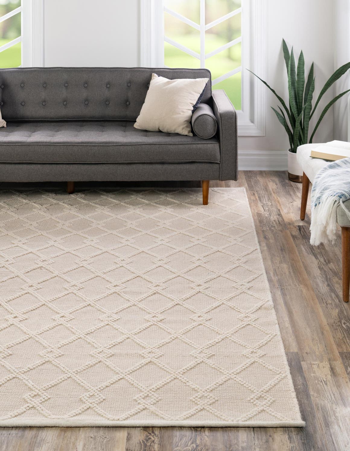 Wolle und Baumwolle Teppich Jill Zarin Dorset in Vanilleschote von Hadorn™ - Lifestyle Image